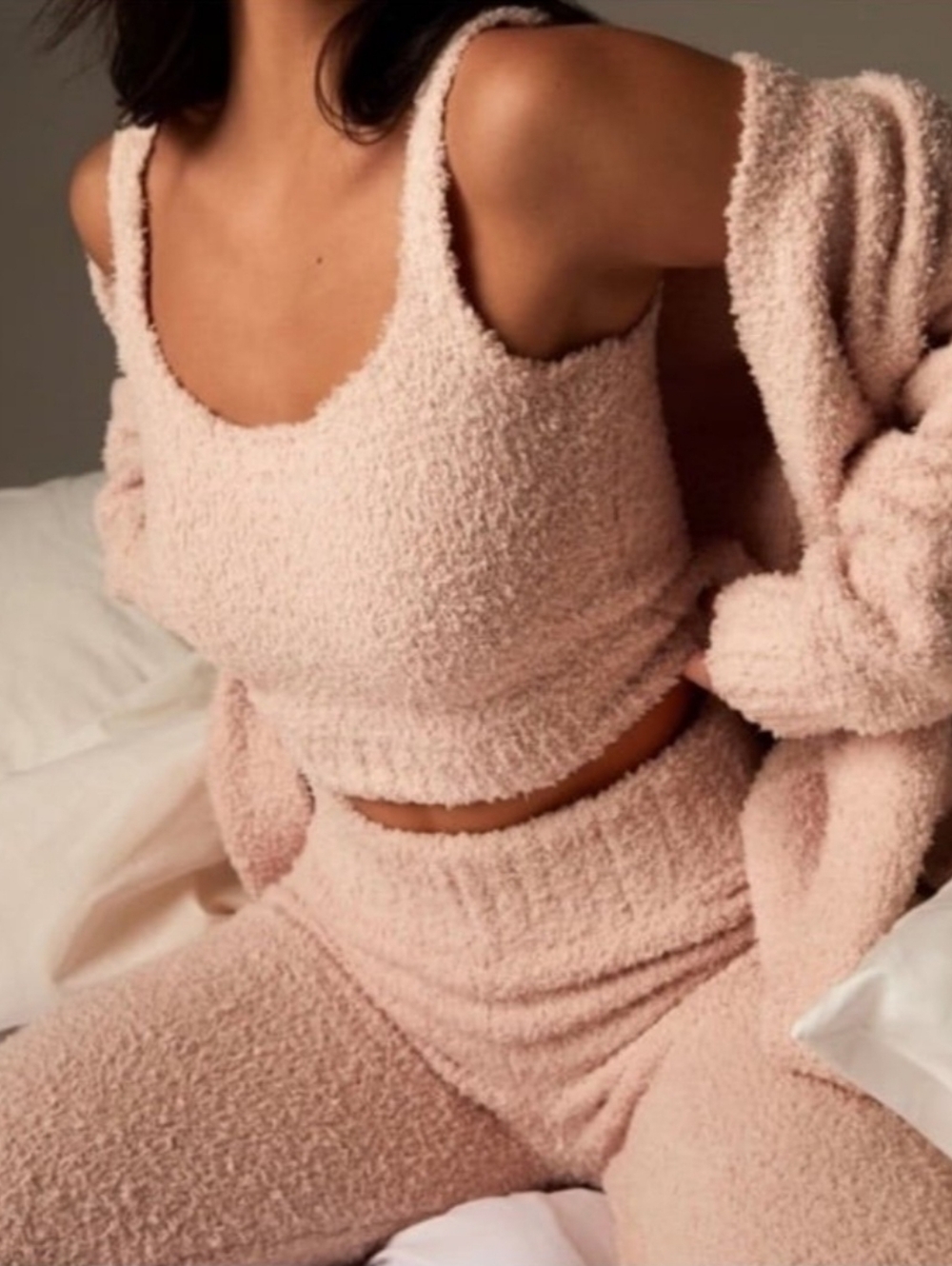 NWT Skims Cozy Lounge Set Baby Pink Crop Tank Top & Wide Leg Pants 2X/3X 2X 3X